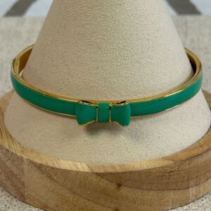 Kate Spade Green & Gold Take A Bow Bangle Bracelet